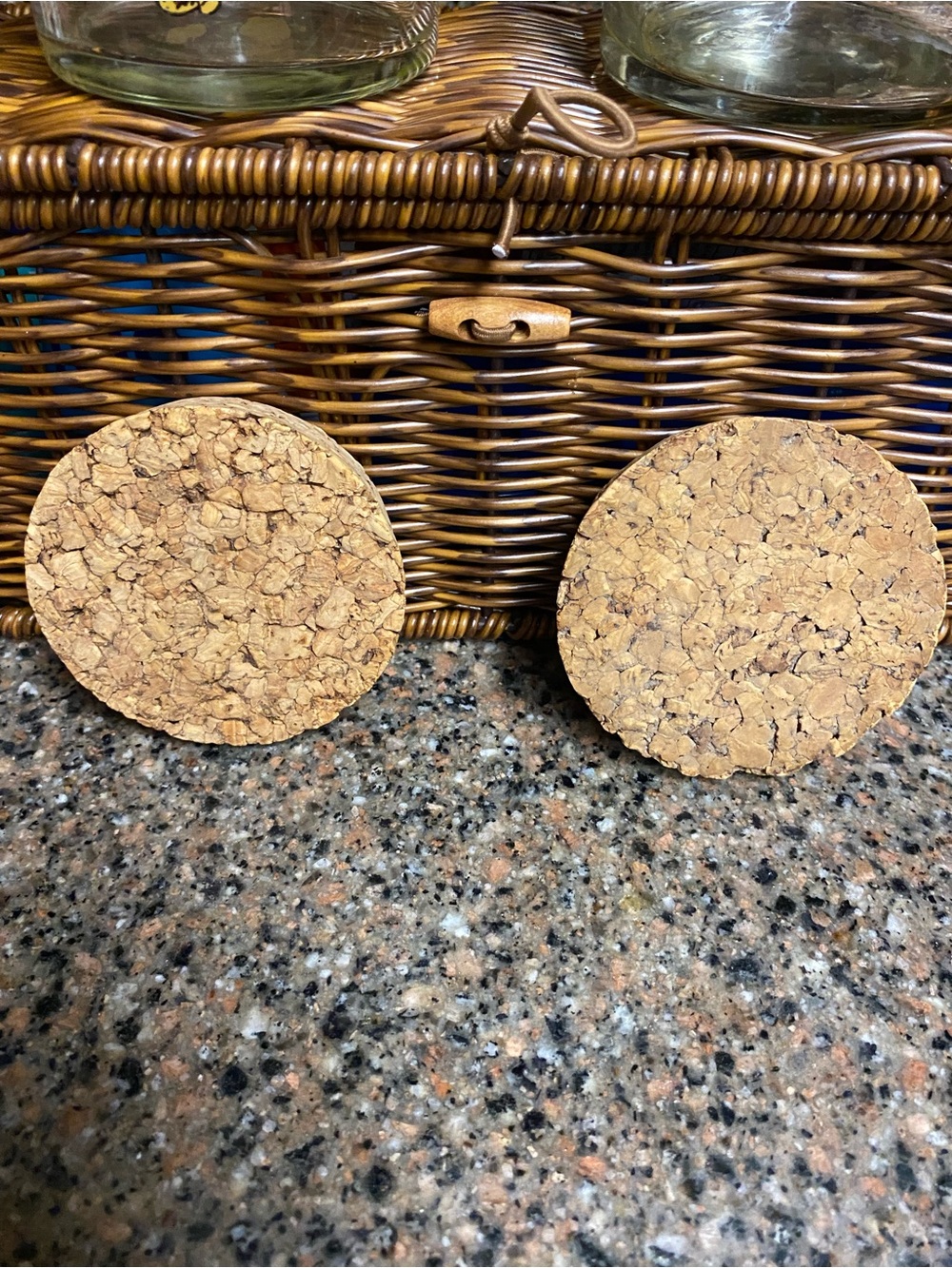 Vintage Spice of Life Glass Canister Set with Cork Lids Mushroom/Veggie Motif - Picture 6 of 9